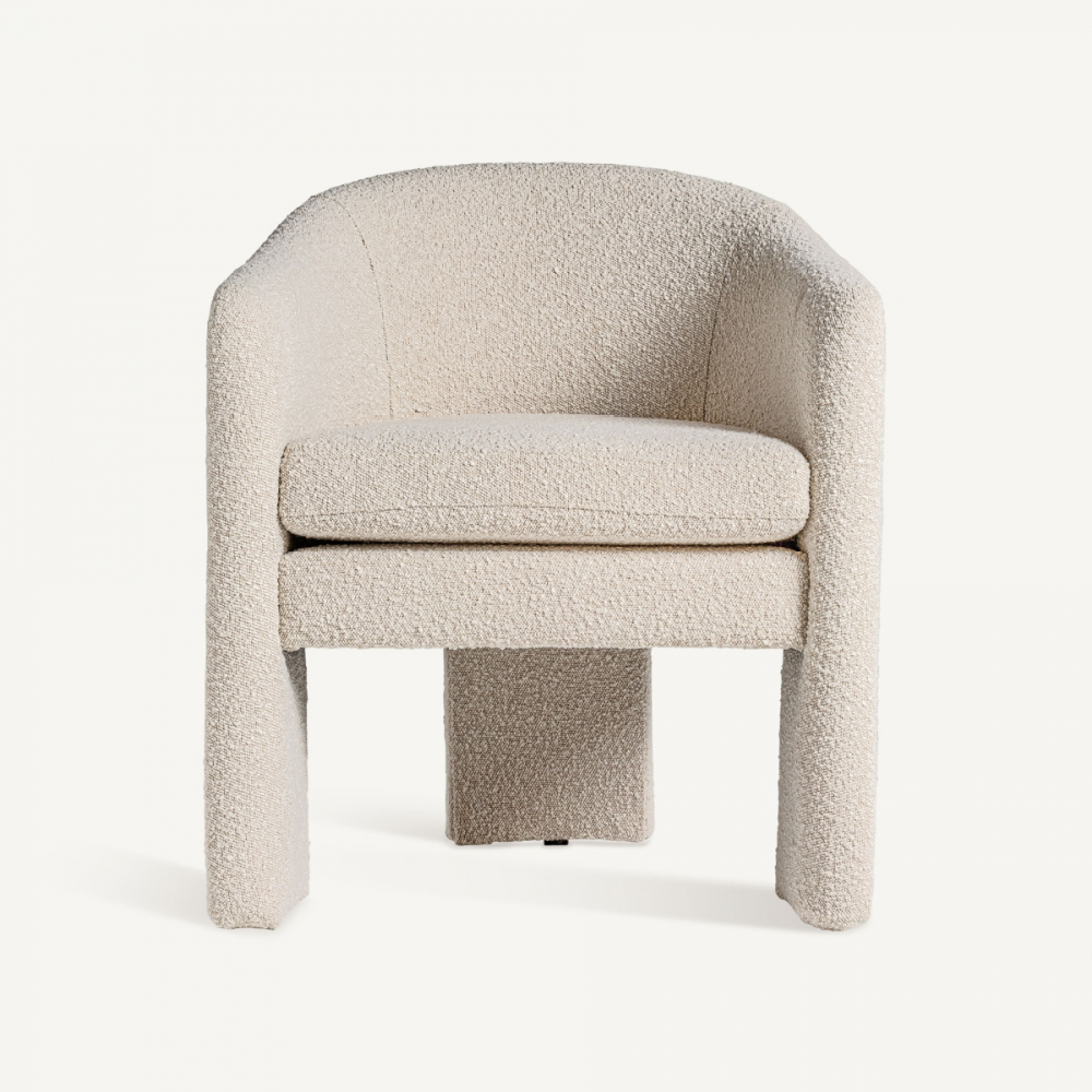 White Bouclé 3-Legged Armchair | Vical Home Prati